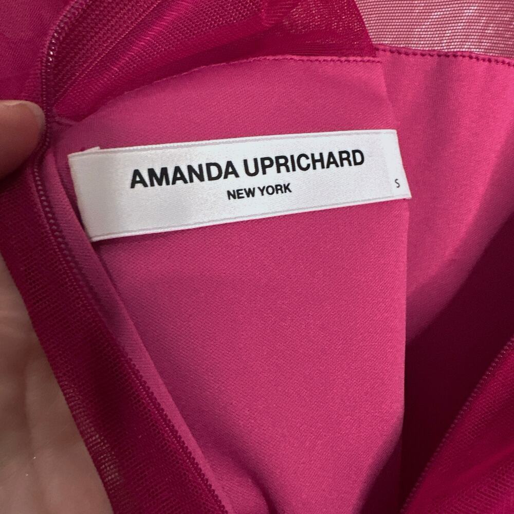 AMANDA UPRICHARD Lyle Mini Dress Raspberry Pink Size Small Party Ruched Mesh - Picture 5 of 8